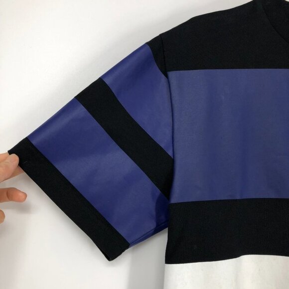 Hood By Air Blue and black/white Colorblock Striped Logo T-Shirt size S - Picture 6 of 16